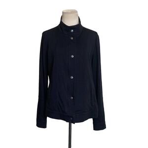 Eileen Fisher Black Cotton Long Sleeves Full Zip Jacket Size M